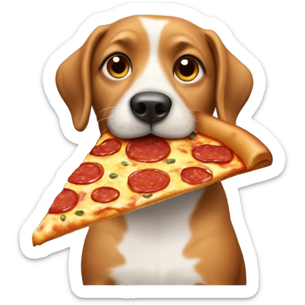 Dog eating pizza sticker