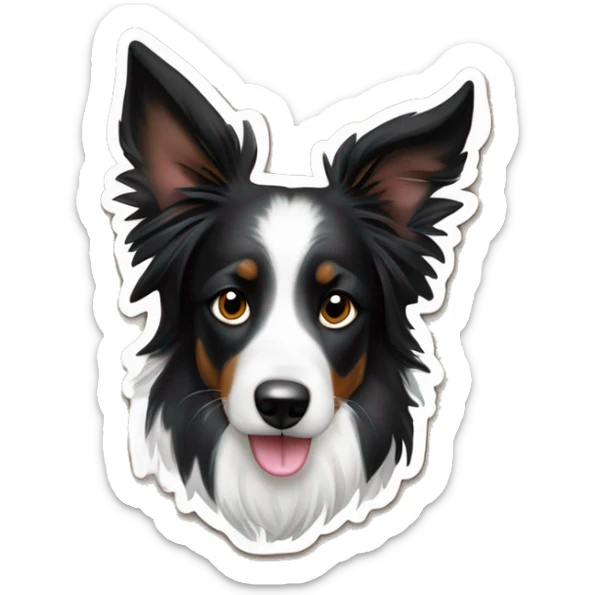Mein Hund ist ein Mischling aus einem Border Collie und einem Bobtail. Erstelle einen Sticker  sticker