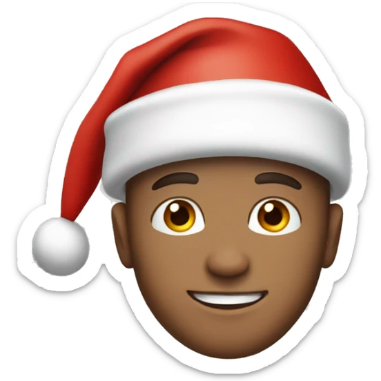 male, light skin, brown hair, freckles,  haze eyes, santa hat, smiling sticker