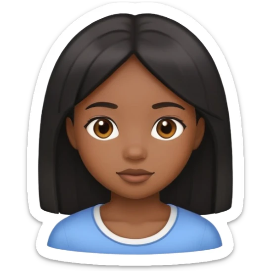 Black girl with fair skin, round face, and straight hair sticker