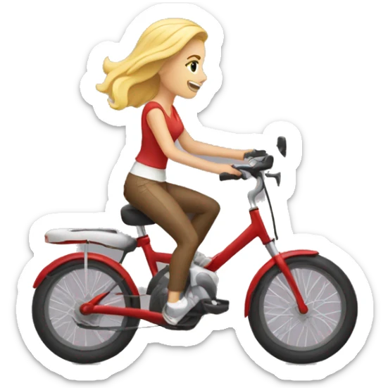blonde woman riding a bike and texting on the phone  sticker