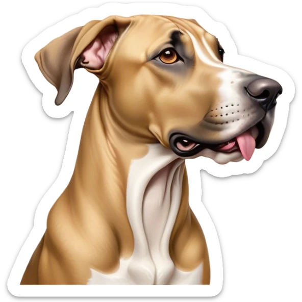 Cinematic Cute Yawning Fawn Great Dane Portrait Emoji, Head tilted slightly with a dramatic, wide-open yawn, revealing a smooth fawn coat with a refined texture, floppy ears slightly drooping, round amber eyes barely open in drowsy contentment, Simplified yet irresistibly adorable features, highly detailed, glowing with a soft, cozy glow, high shine, relaxed yet expressive, stylized with a touch of whimsy, bright and endearing, soft glowing outline, capturing the essence of a sleepy yet affectionate guardian, so drowsy it feels like it could stretch out of the screen and curl up for a nap! sticker