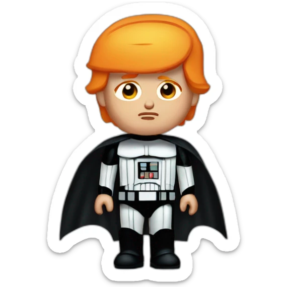 OLS Donald trump with short orange hair in darth vader outfit sticker