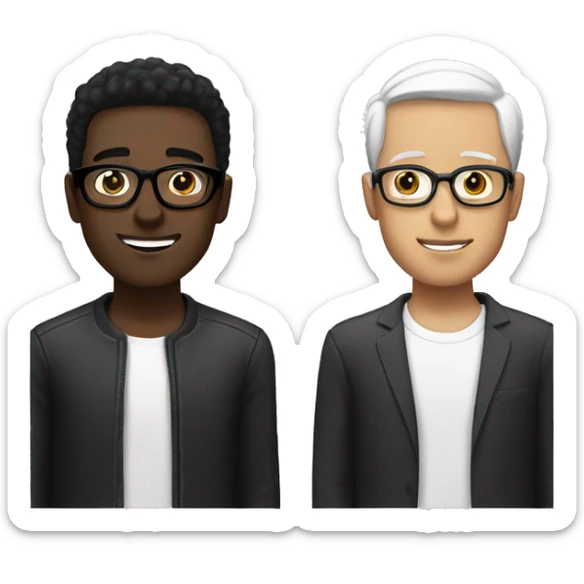 Man with brown skin and black hair, also another man with white skin and black hair with glasses in your face  sticker
