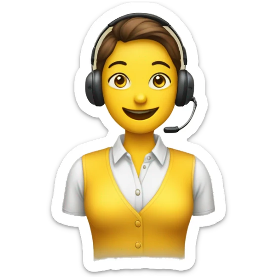 Você é um atendente de telemarketing crie uma emoji com uma blusa amarela e um fone sticker