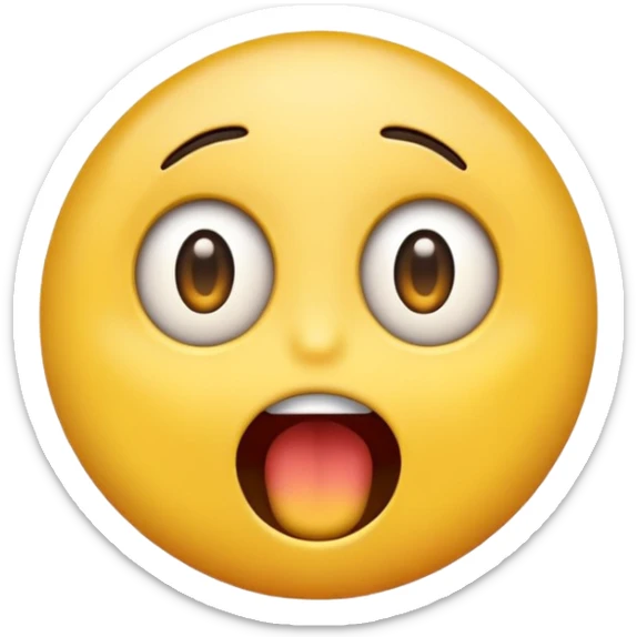 cartoon sticker of a colorful and cheerful shocked and surprised emoji with open mouth, no text, suitable for WhatsApp and Instagram sticker