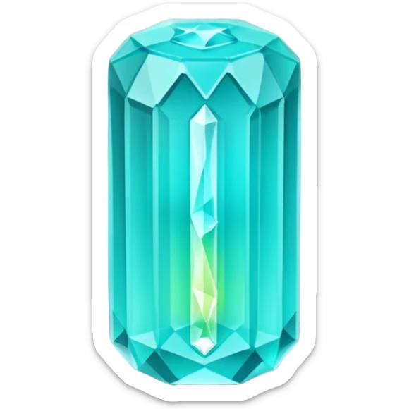 Minimal emoji of a glowing energy crystal battery, faceted shape, soft neon glow, flat vector style sticker