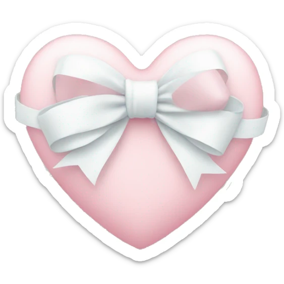 Pastel pink heart with white bow sticker