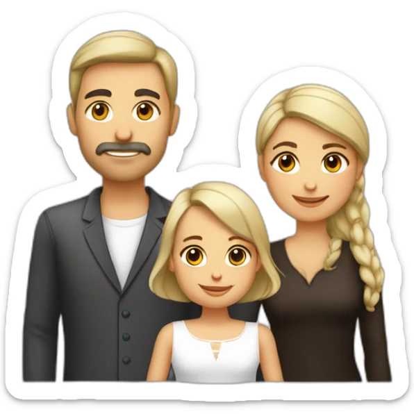 Familia hombre blanco mujer morena bebé y niña sticker