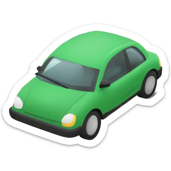 Sea turtle towing a car. The turtle is infront of the car on the road and is straped to the car sticker