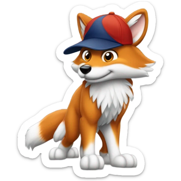 Jeune Furry renard / mignon / allongé sur le dos les qu’âtres pattes en l’aire / musclé / casquette yankees  sticker