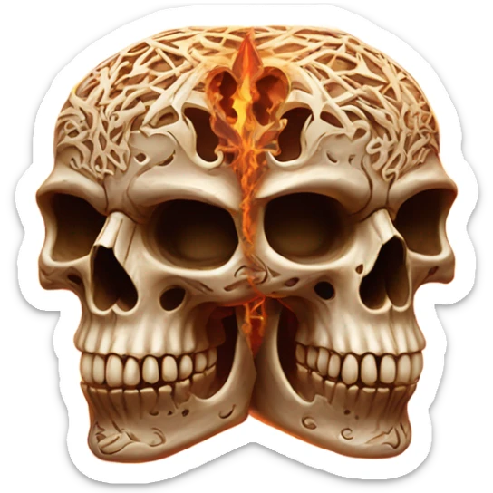 Twin flame skull sticker