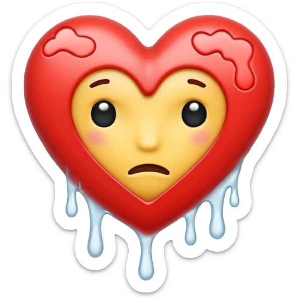 The heatbroken emoji in white with sticky white liquid Ozzing out of it with no face sticker