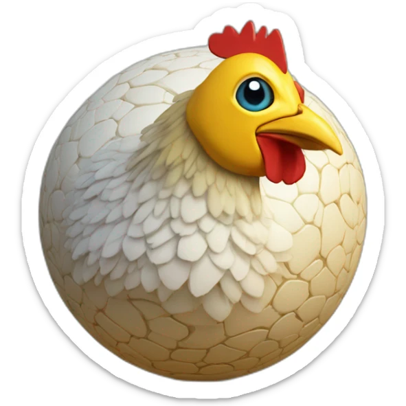 3d sphere with a cartoon Chicken Jockey skin texture with Eye of Horus sticker