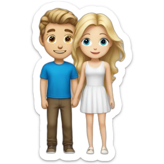 White boy with brown hair loves girl with blond hair and blue eyes sticker