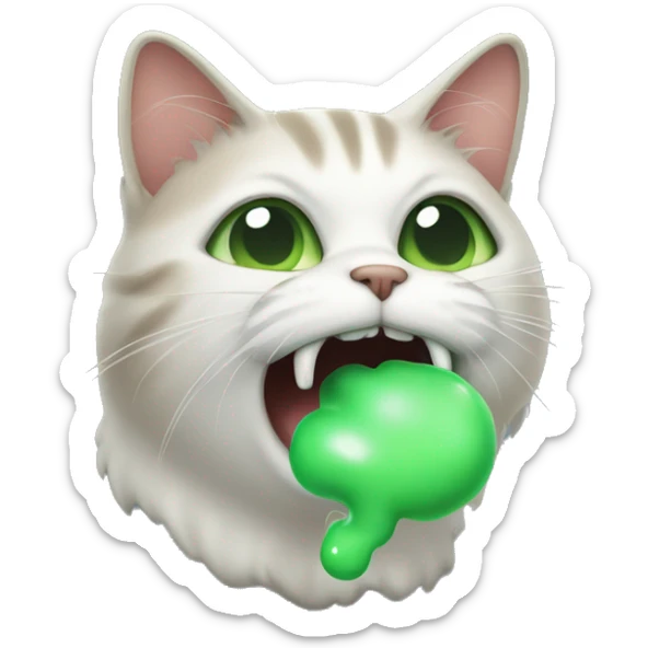 cat with bad breath, green cloud of stinky breath coming out of the mouth sticker