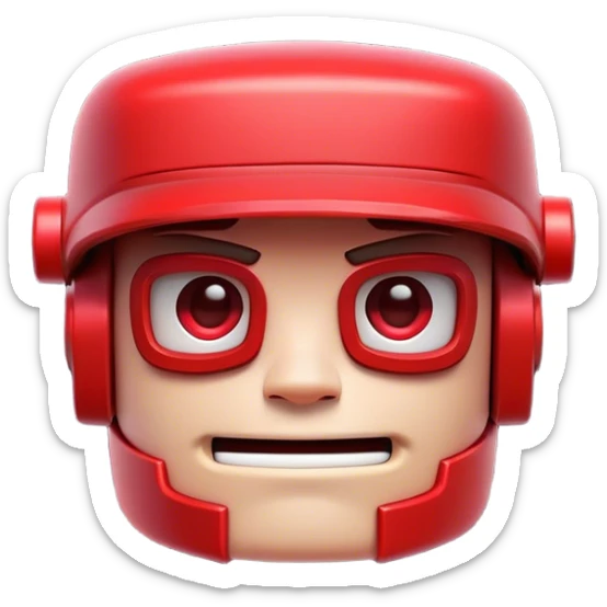 Clash of Clans aesthetic: Cinematic Playful Virtual Boy Portrait Emoji, rendered in a 3D vector-style similar to standard emojis with minimal shading and bold, simplified shapes. A compact, distinct form with signature details, softly glowing with a nostalgic gaming charm. Simplified yet unmistakably iconic, highly detailed and consistent, glowing with a soft radiance and high shine. Stylized with a touch of retro gaming magic and a soft glowing outline, capturing the essence of a beloved gaming relic with a friendly, playful manner! sticker
