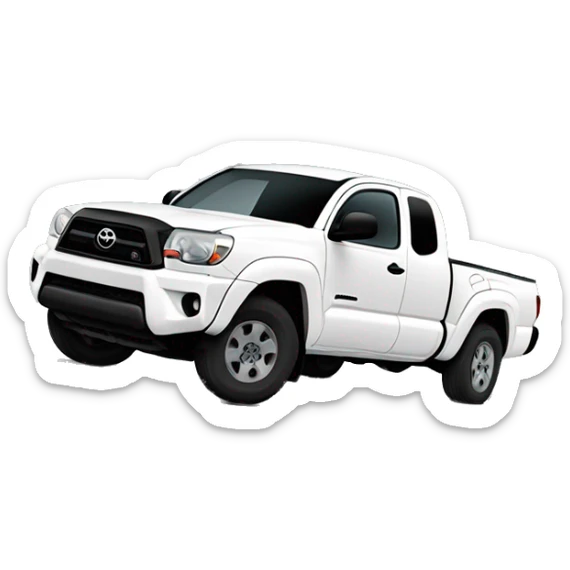 extended cab white 2009 toyota tacoma style pick up truck with black tires sticker