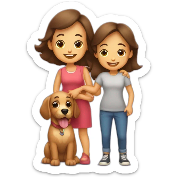 Familia mamá papá Niño de 4 años y perro sticker