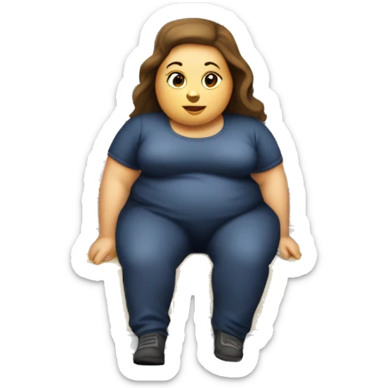 Extremely chubby woman sitting in the truck bed of a 2006 sliverado  sticker