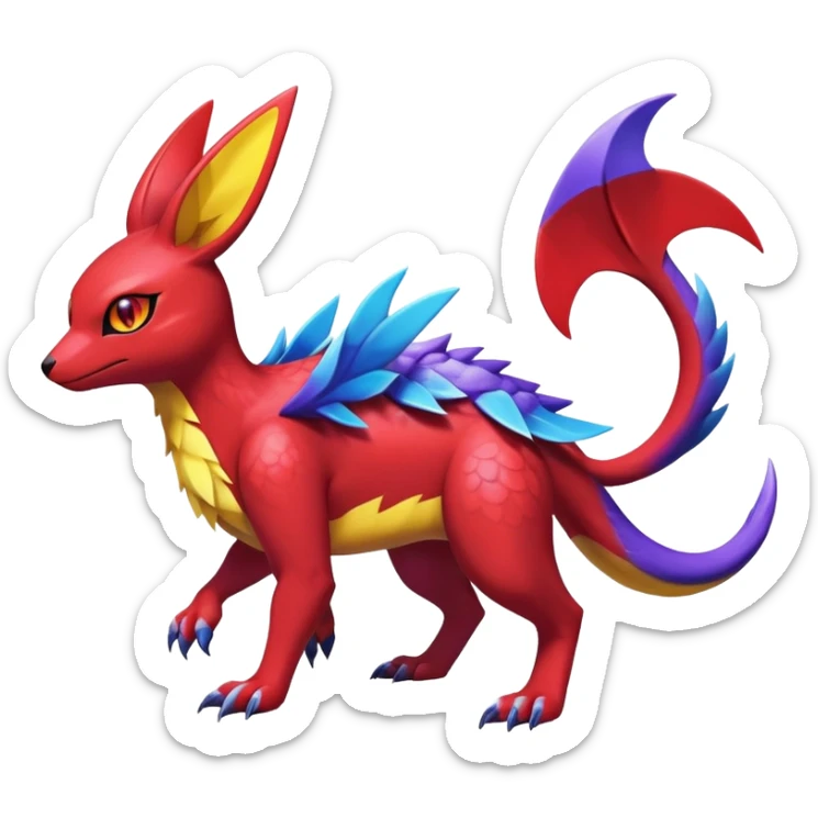  Cute Shiny Exotic Colorful Guilmon-Latias-Koraidon-Umbreon-Fakémon-hybrid-creature (full body)  sticker