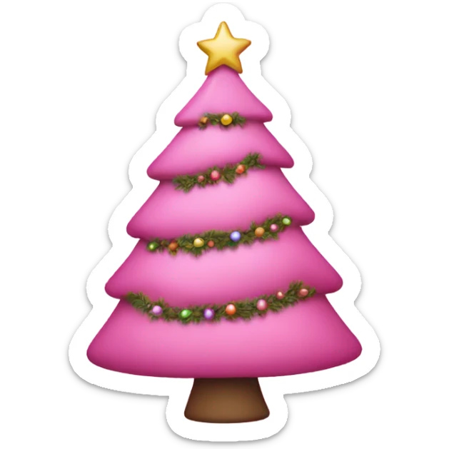pink christmas tree sticker