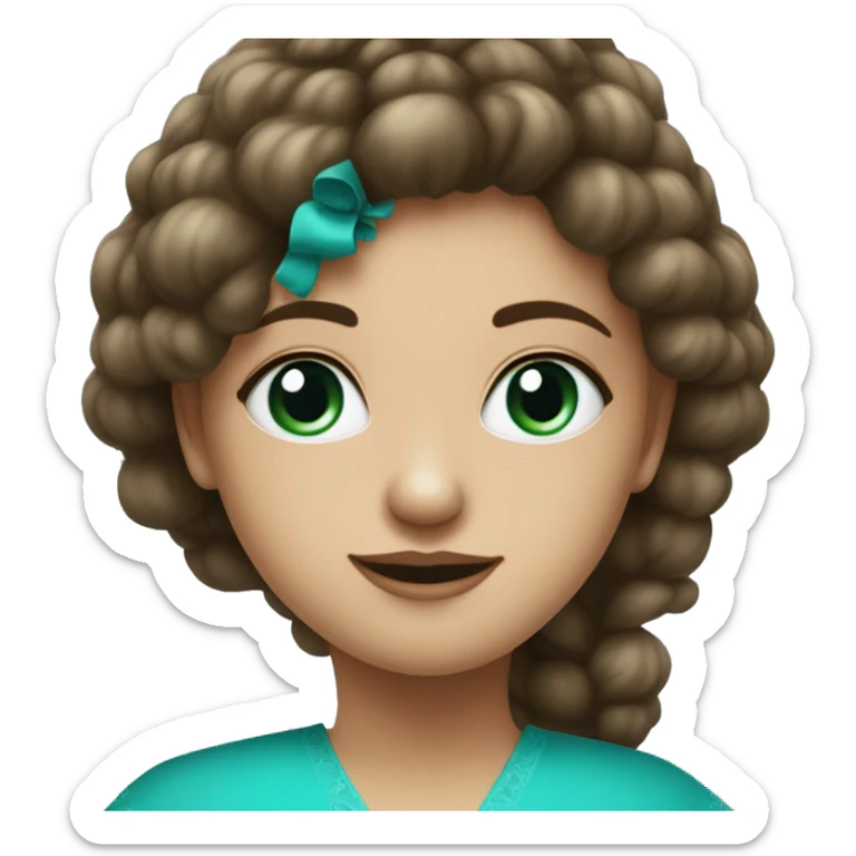 bal avec une fille blanche en robe bleu turquoise yeux vert et cheveux lisse châtain foncé long  sticker