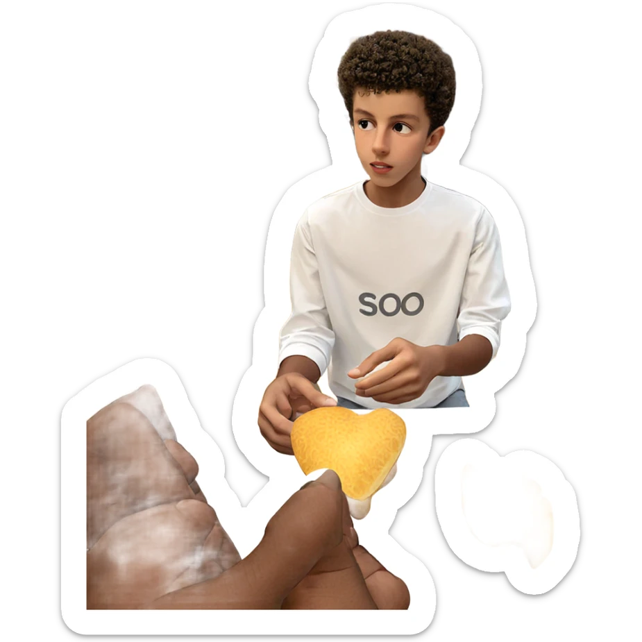 afro boy in white shirt sticker