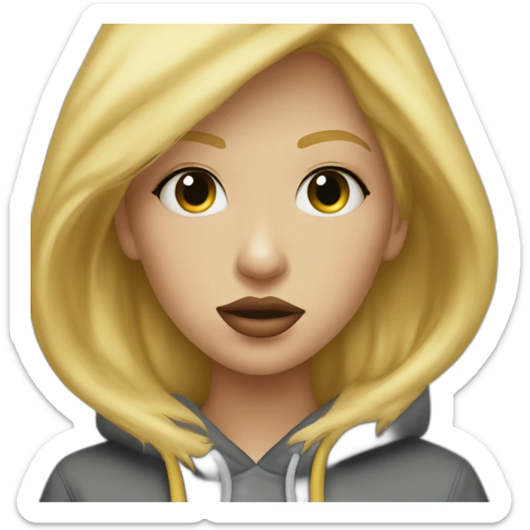 Blonde Woman Short hair hoodie skateboard kiss sticker