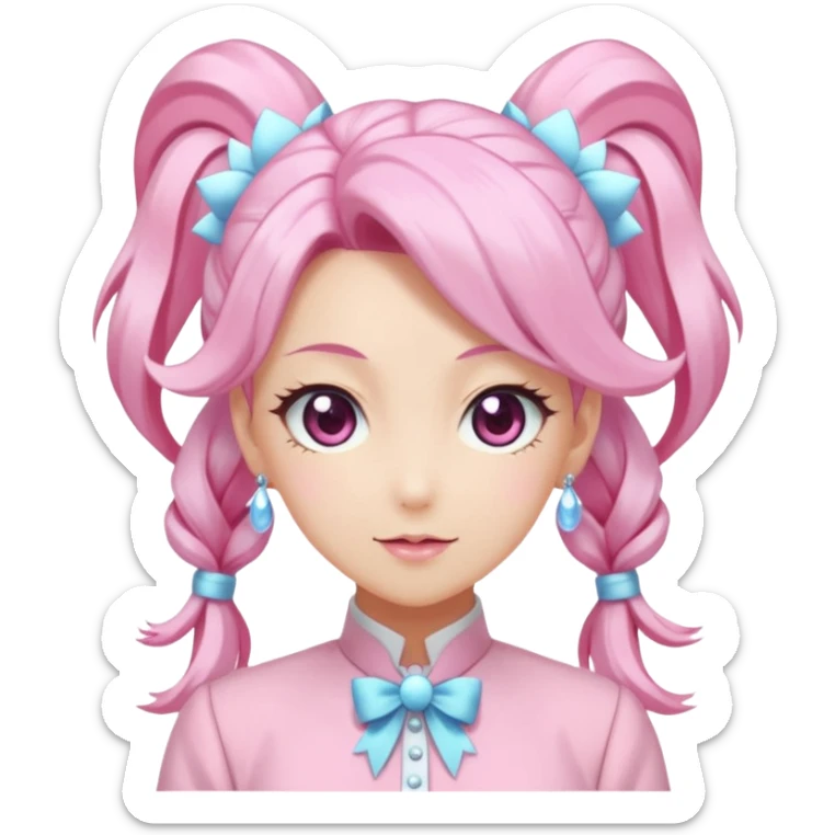 Anime-styled kawaii blushing mature lady-like formal modern Shiny pastel Ponytail-Diancie-Palkia-Amaura-Aurorus-aesthetic-fusion sticker