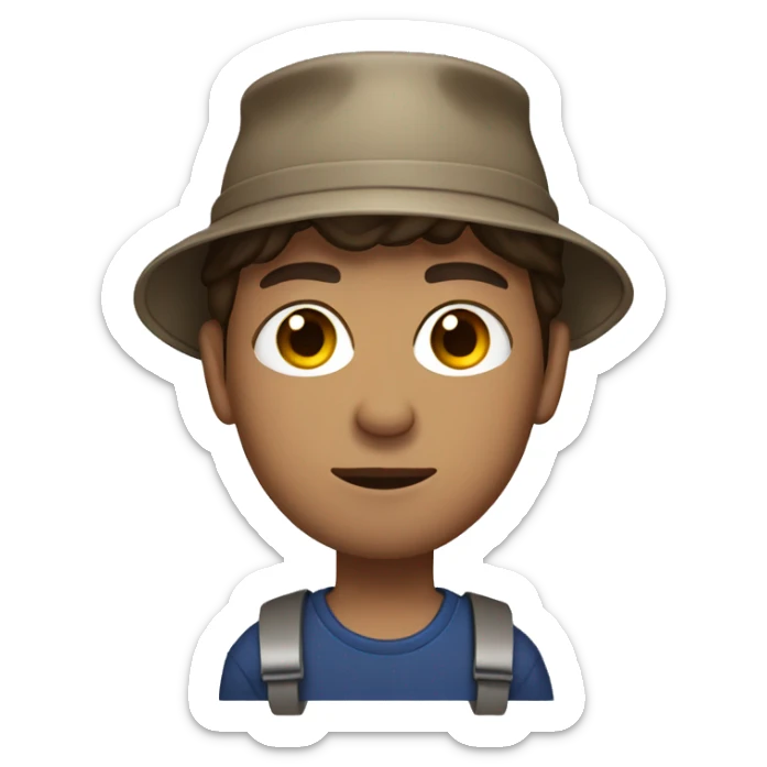 Brow haired male with a bucket hat and brown hair, he is also ukrainian sticker