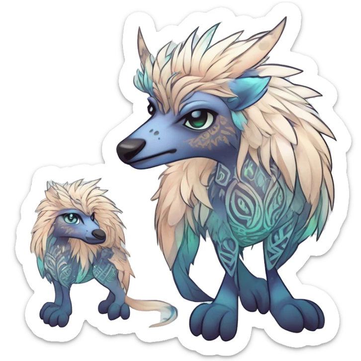 cute Kawaii edgy ethereal shy epic fantasy animal fursona Fionbri creature by griffsnuff & LiLaiRa & Falvie with exotic colors with intricate patterns full body sticker