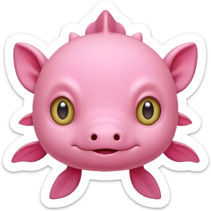 Cartoon-style Discord emoji of a pink axolotl, simple and clean design, rounded shapes, front view, cute and friendly expression, big cartoon eyes, smooth and clear outlines, flat bright colors, transparent background, vector style, highly readable at small sizes, no text, no realistic shadows. sticker