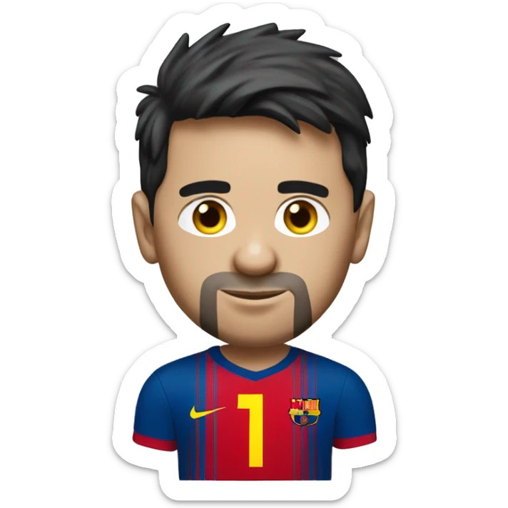 Lionel Messi with a T shirt with the colors Yellow, blue an red sticker