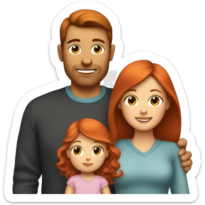Parents with a baby girl - mom has red hair, dad has brown hair and the baby is a girl sticker