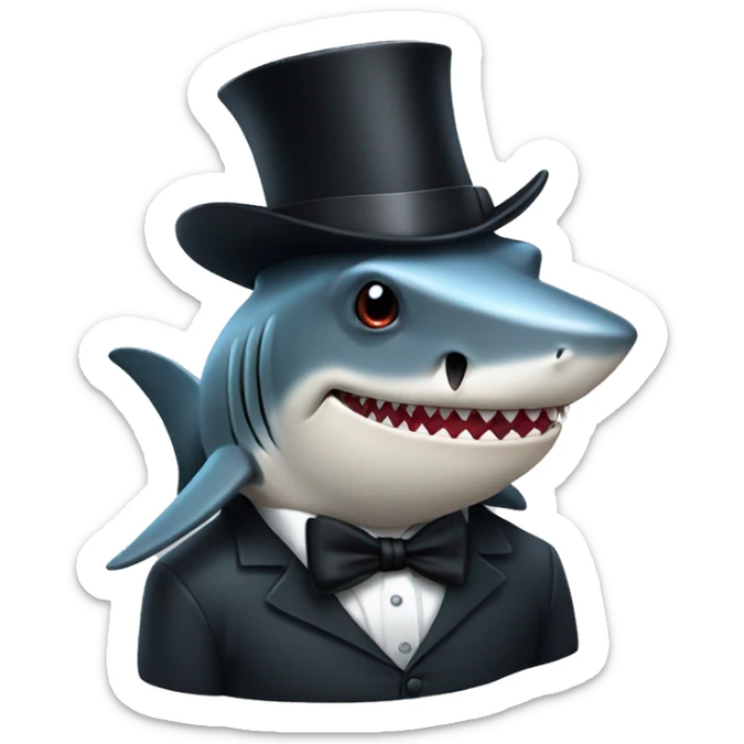 Shark with a top hat sticker