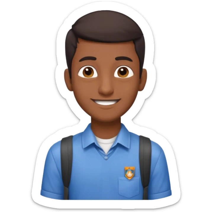 a skinny guy thats Indian and a tall aswell and has a school shirt on and a bit more dark skin sticker