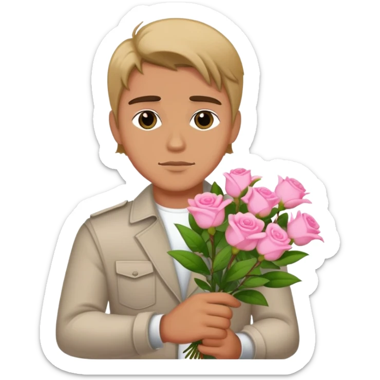 The bad boy is holding a bouquet of pink jasmine roses sticker