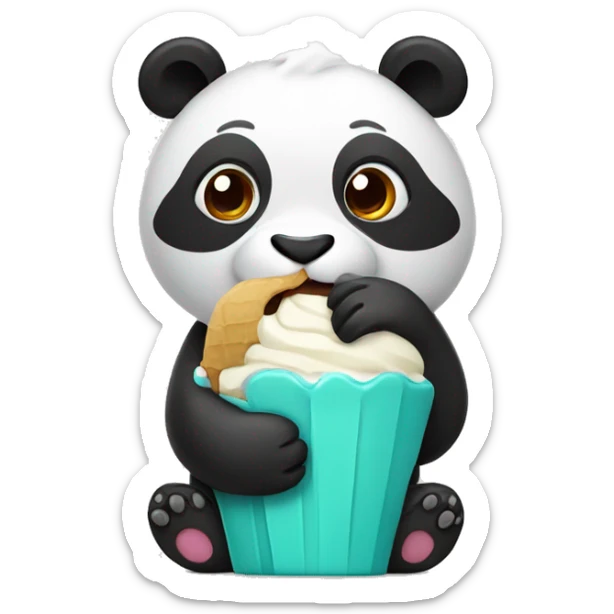 Panda eating ice cream sticker