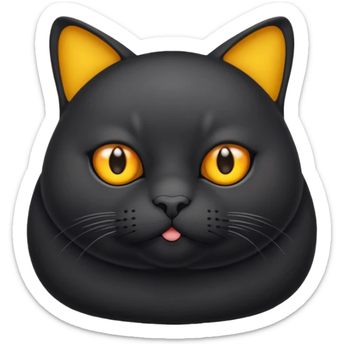 Un gato negro gordito con los ojos de color amarillos sentado sticker