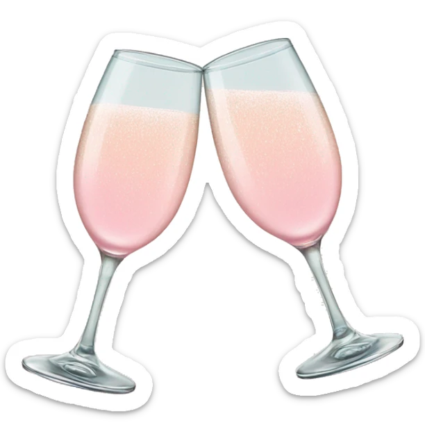 glasses of pastel pink champagne are smashing against each other sticker