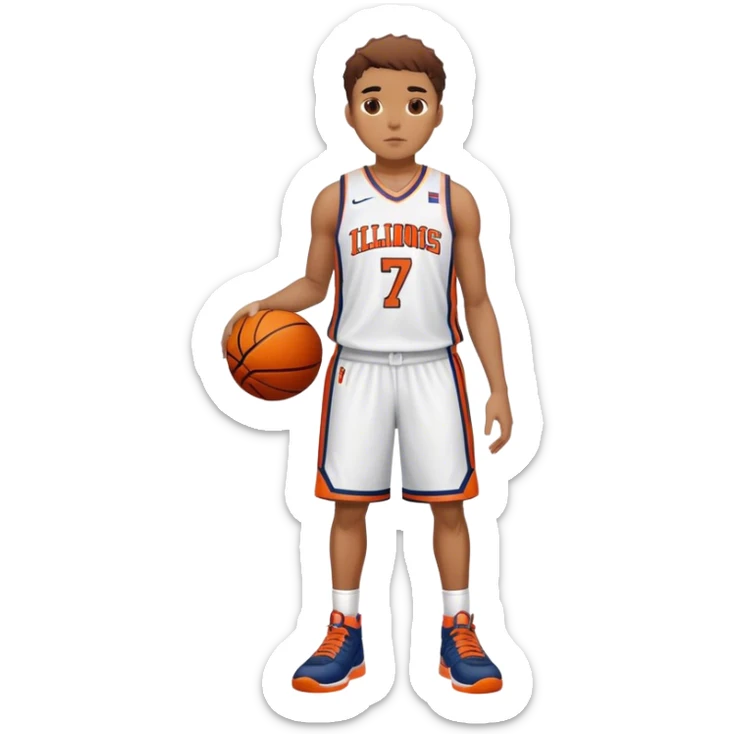 Illinois basketball #7 darker mulatto skin with short hiar full body shot sticker