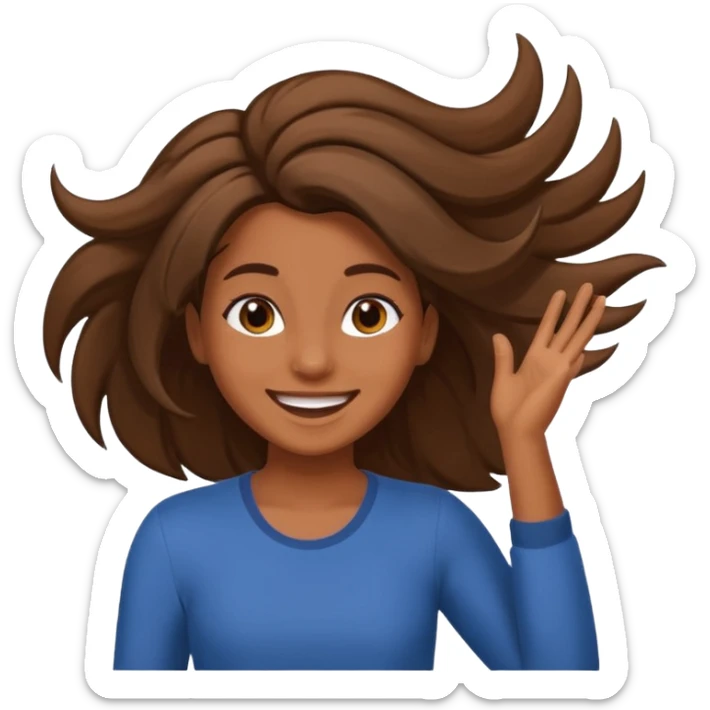 brown skin girl flipping her hair to the side  sticker