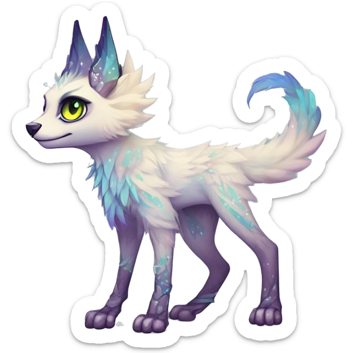 Cool cute Kawaii edgy ethereal futuristic modern epic fantasy animal sparkle fursona Fionbri creature by griffsnuff & LiLaiRa & Falvie full body sticker