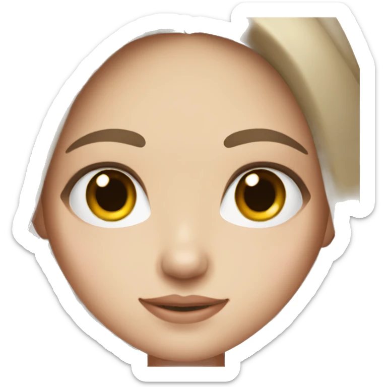 Girl with brown hair and brown eyes and white skin sticker