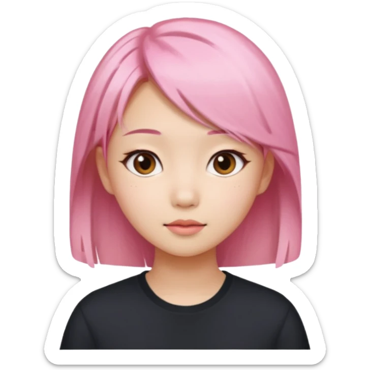 An Asian girl with pink-blonde hair sticker