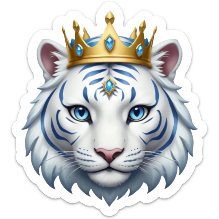 ESO Female white tiger khajiit leader of the umbral rose, blue eyes, blue 'third eye' gem, something symbolizing leadership ruling sticker