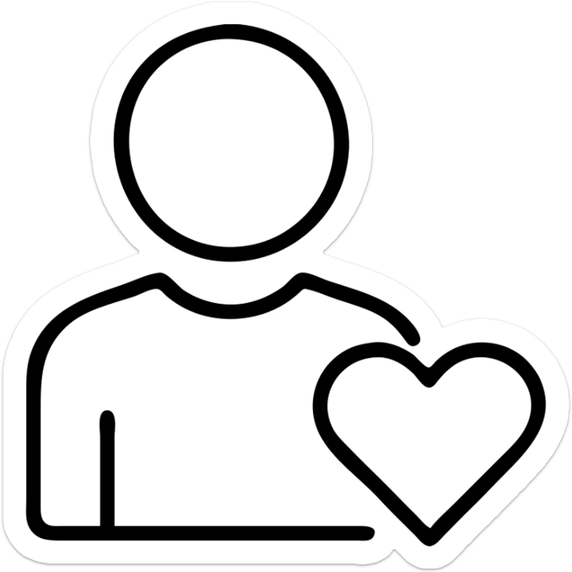 Boyfriend outline icon, male figure with heart symbol sticker