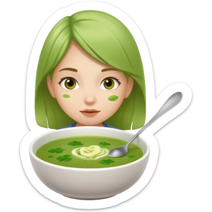 Je veux une fille qui mange une soupe verte sticker