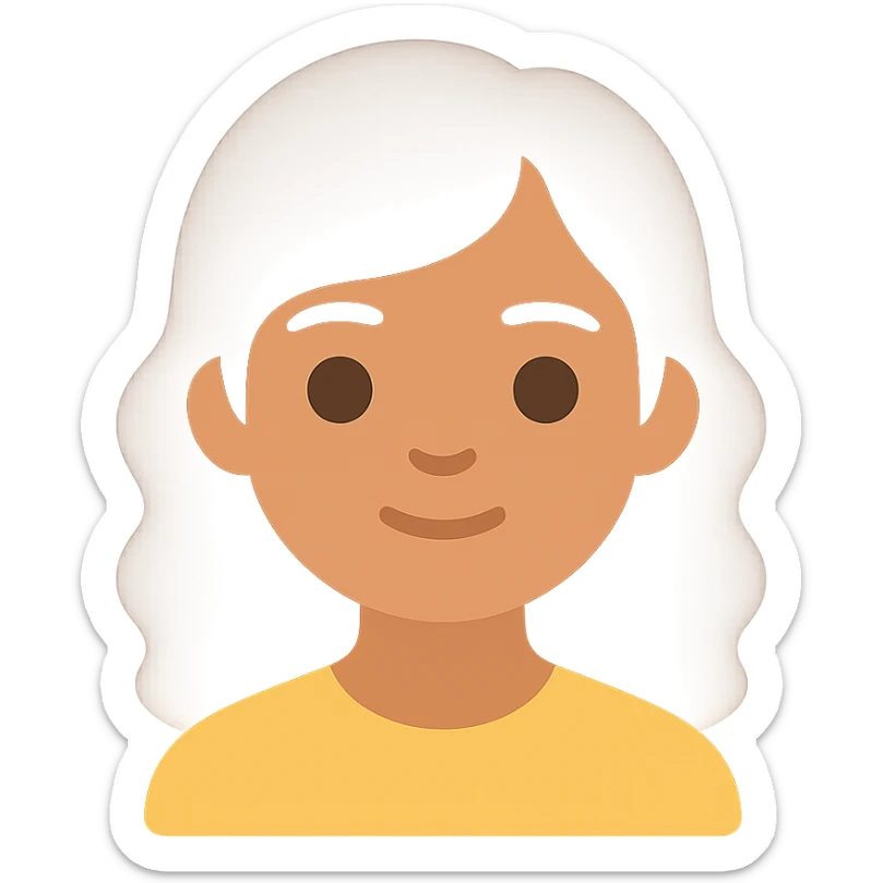 portrait of an Asian girl with medium brown wavy hair and brown eyes, color icon style sticker